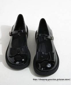 パンプス | ラウンドトゥ ストラップ 厚底 レディースシューズ 太ヒール ぺたんこ ベーシック 黒白蝶 無地 靴 26.5cm 上品 大きいサイズ 大人