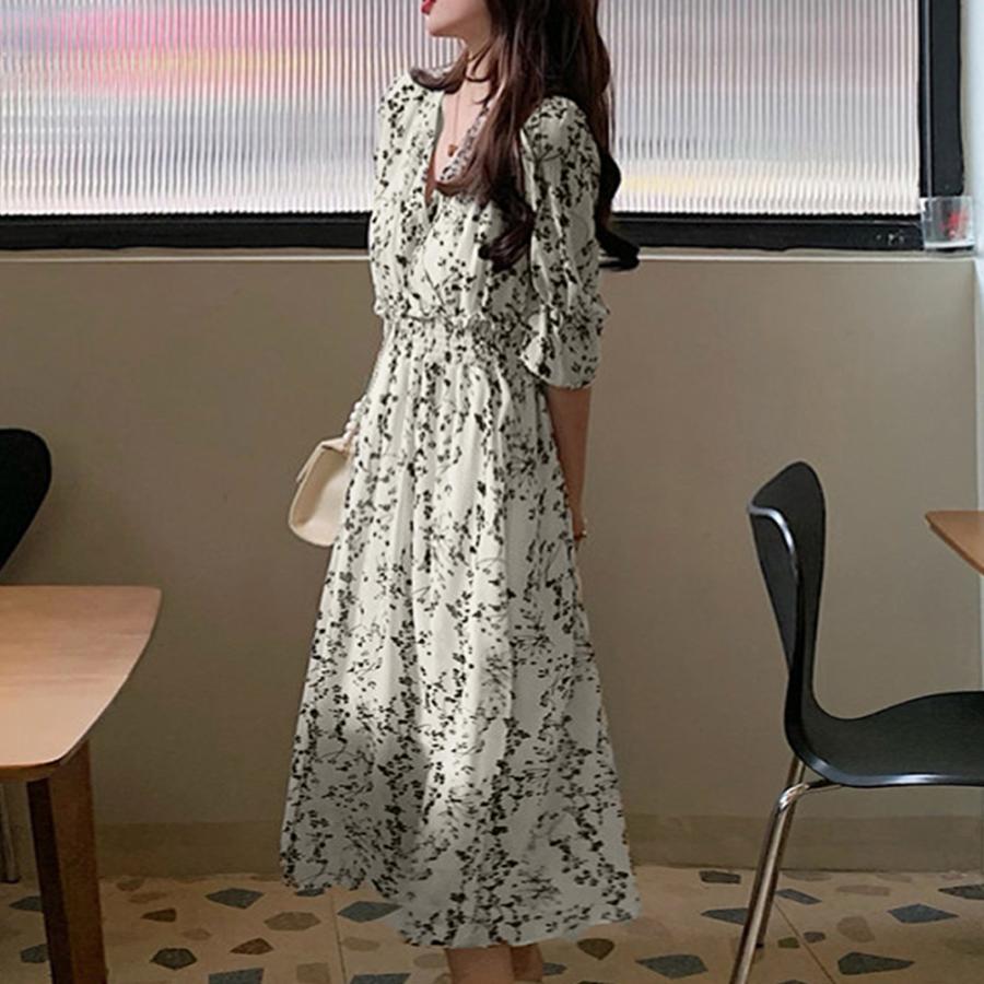 ワンピース | 花柄 フレアワンピース春夏カシュクール風