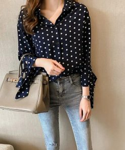 在庫ある | 短納期シフォンブラウスレディース ドットシャツ ビジネスブラウストップス オフィスフォーマルシャツブラウス 薄手 春夏衣装 通学通勤 着痩せ リボン OL