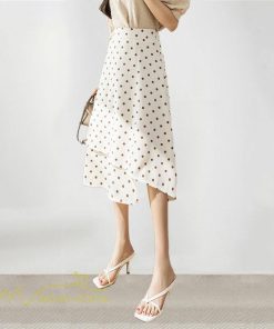 スカート | ロング 水玉 春夏 Aラインエレガント レディース 40代 ハイウェストボトムス 大人 通勤OL 体型カバー 20代 オシャレ30代 50代