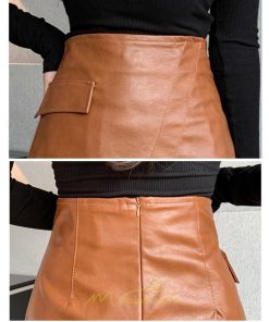 スカート | レディース PUレザー ハイウエスト ミニ丈 スリム タイト 秋 冬 ボトムス カジュアル 大人 可愛い おしゃれ お出かけ フェミニン きれいめ デイリー