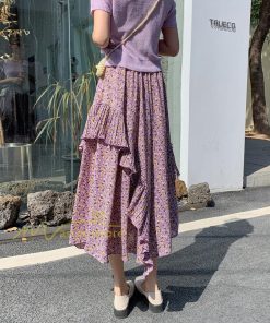 スカート | シフォンスカートマキシスカートフレアシフォンマキシ丈スカート夏 リゾートウエストゴムロングスカート結婚式 20代30代40代50代 カジュアル 不規則