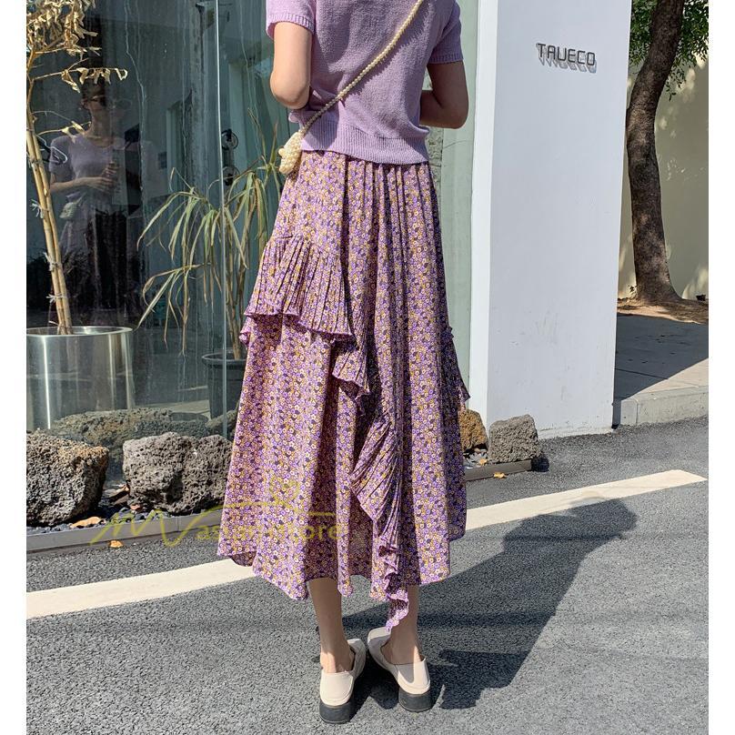 スカート | シフォンスカートマキシスカートフレアシフォンマキシ丈スカート夏 リゾートウエストゴムロングスカート結婚式 20代30代40代50代 カジュアル 不規則