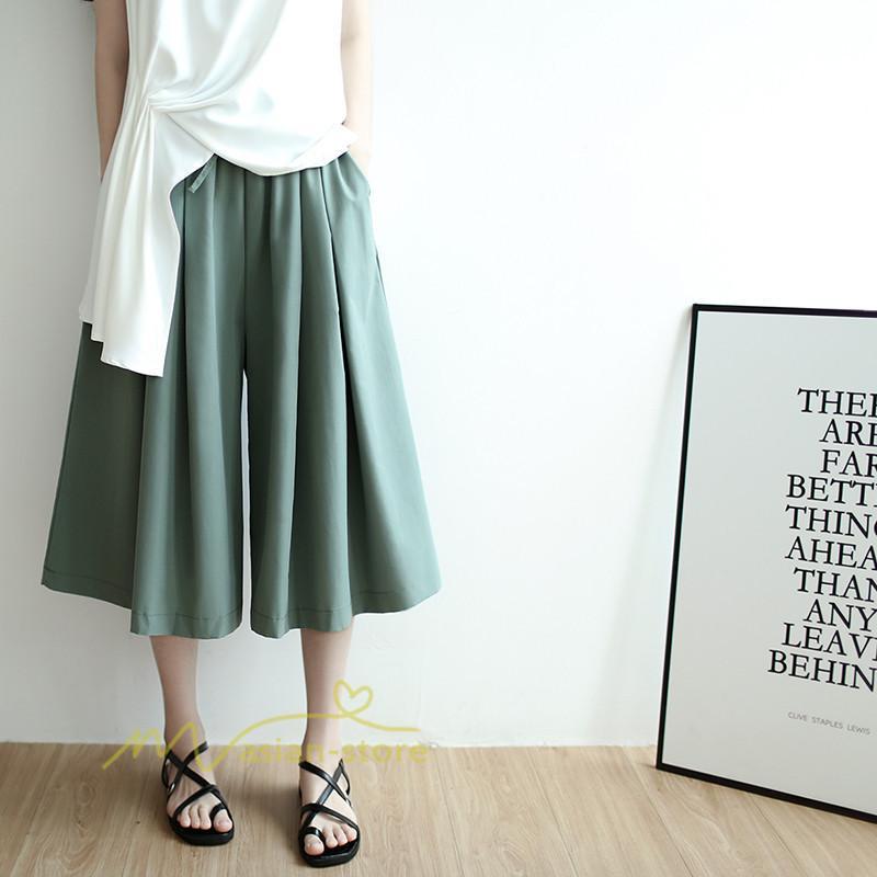 ワイドパンツ | ガウチョパンツレディース スカンツ スカーチョ リラックスパンツ 無地 ウエストゴム ゆったり シンプル 体型カバー おしゃれ ガウチョ ボトムス