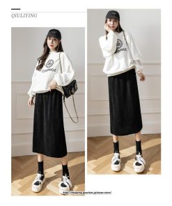 スカート | ロングロング丈 ミモレ丈 ミモレ ウエストゴム 秋 冬 秋冬 あったか コットン カジュアル Aライン 着痩せ スリット キレイめ 2022新作　