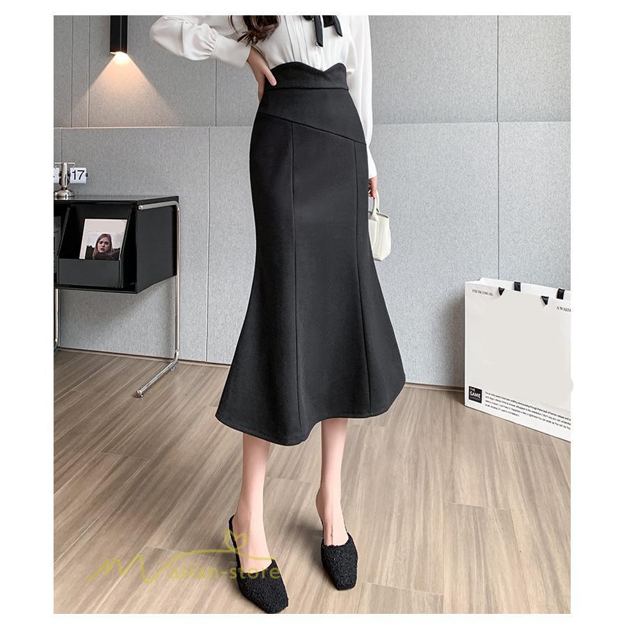 スカート | レディース フィッシュテール秋冬コーデ フレア AラインOL ビジネス カジュアル 大きいサイズ XL 20代 ラシャ 40代 上品 30代