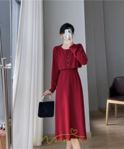 ニットワンピース | セットアップ レディース 秋冬 きれいめ ロング丈無地 20代30代40代50代 長袖 可愛い お出かけ 大人 通勤 韓国風 着痩せ