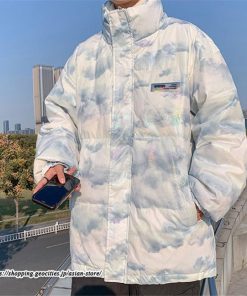 ダウンジャケット | ダウンコート 中綿コート メンズ 絞り染め カッコウイイ フードなし 厚手 秋 冬 暖かい コーデ 大きいサイズ コート スタンドカラー ゆったり 中綿 カジュアル