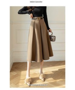 スカート | フレアロング ロング丈フレア秋 冬 秋冬  ミモレ ミモレ丈フレアおしゃれ プリーツ あったか あったか キレイめ ラシャ 通勤 通学