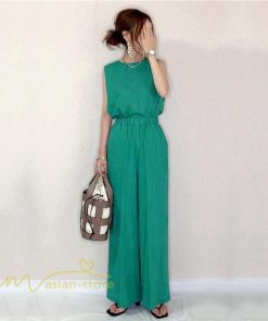 セットアップ | レディース 夏新作 無地 薄手 ワイドパンツ キャミソール ノースリーブ 薄手 上下セット ロングパンツ ガウチョパンツ ルームウェア 可愛い