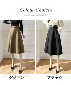 スカート | Aラインレディース 着痩せ 大人 カジュアル 秋冬コーデ 無地 40代 50代 大きいサイズ ひざ丈 膝丈 20代 ハイウエスト きれいめ 30代 大人