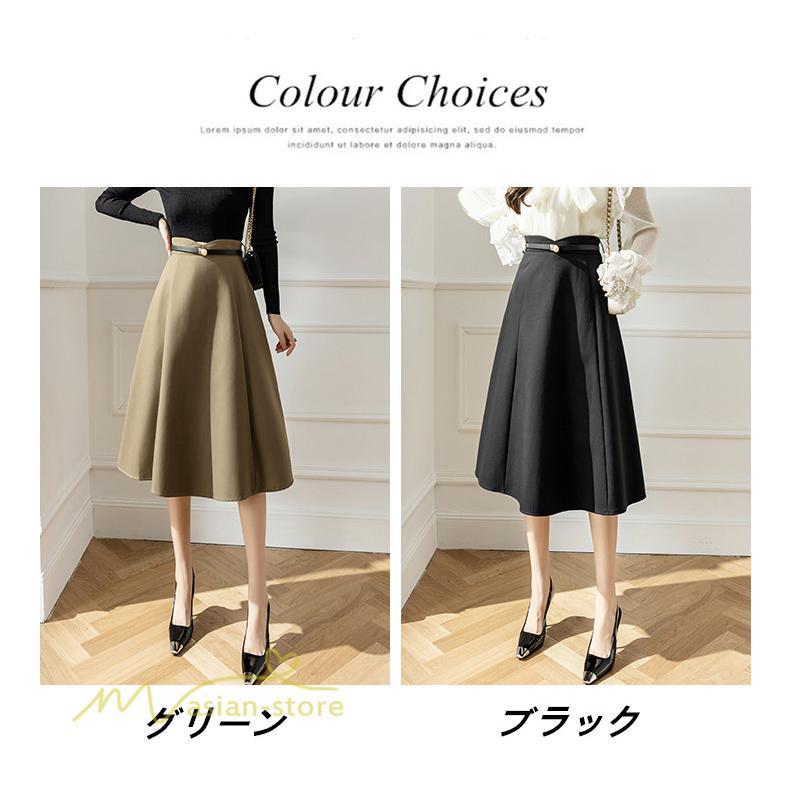 スカート | Aラインレディース 着痩せ 大人 カジュアル 秋冬コーデ 無地 40代 50代 大きいサイズ ひざ丈 膝丈 20代 ハイウエスト きれいめ 30代 大人