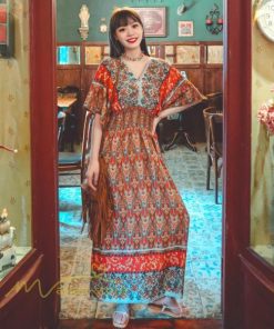 マキシ | ワンピース レディース 40代 春秋 キレイめ マキシ丈ワンピース ロング丈 Aラインワンピース ゆったり エスニック風 上品 上品 着痩せ オシャレ レトロ風 2021作