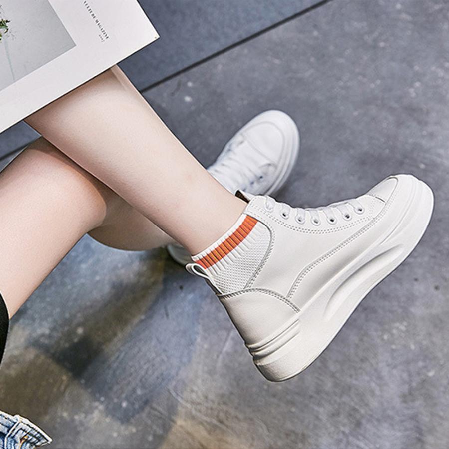ショートブーツ | 厚底 シューズ スニーカー プラット 韓国風 おしゃれ ハイカット 靴スポーツ 履きやすい 疲れない レースアップ レディース