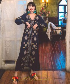 マキシ | ワンピース 長袖 レディース ロング丈 マキシ丈 綿麻 コットン リネン Aライン ゆったり 体型カバー 大人 可愛い 海外旅行 秋 夏 エスニック ナチュラル 春