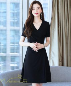 ミディアム | ワンピース レディース 無地 Vネック 半袖 カジュアル おしゃれ エレガント 上品 春 夏 新作 レディースワンピース サマーワンピース 膝丈 きれいめ お出かけ