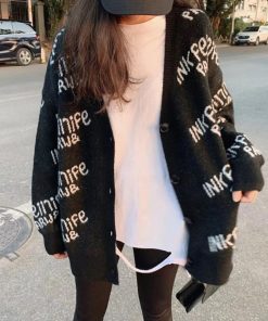 ニット・セーター | 英字ロゴニットカーディガンレディース