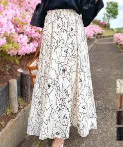 マキシスカート | 柄 ロングスカート 春 ウエストゴム スカート ミモレ丈スカート