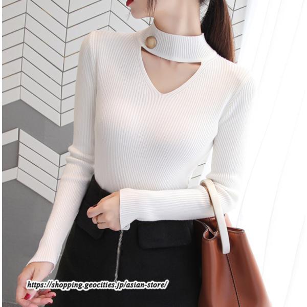 ニット・セーター | カットソー ニット レディース リブニット 長袖 秋冬 春 トップス スリム ストレッチ インナー 無地 長袖ニット プルオーバー 通学通勤 長袖カットソー 着痩せ