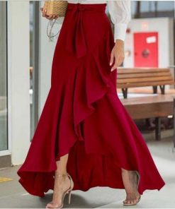 スカート | ロングマーメイドフレアセクシーウエストゴム ハイウエスト 無地 フェミニン ママ パーティー 二次会 ダンス お呼ばれ