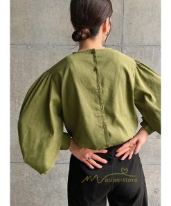 シャツ・ブラウス | 長袖ブラウス 綿100%ブラウス レディース シャツ 秋物 パフスリーブブラウス 無地 トップス 長袖 夏秋物 20代30代 可愛い ゆったりシルエット OL 大人