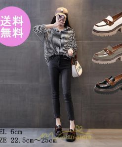 ローファー | 厚底 靴 オフィス 学生 通勤 通学 カジュアル パンプス 太ヒール 春 夏 秋 冬 学生靴 送料無料 コンフォート 学校 フォーマル 疲れにくい 痛くない