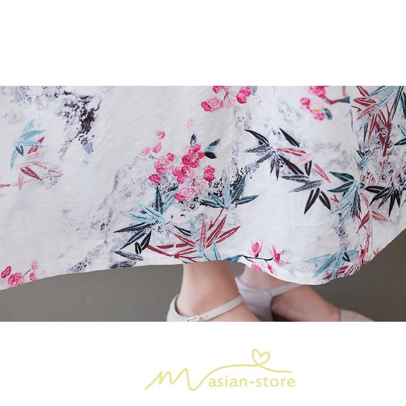 マキシ | 大きいサイズ レディース ワンピース 楽ちん 美人 コットン 着心地いい 夏 ぽっちゃり ゆったり 半袖 お腹 太もも 華奢 着痩せ ポケット 白 丸首 通勤 花柄 美脚