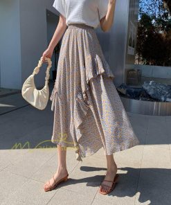 スカート | シフォンスカートマキシスカートフレアシフォンマキシ丈スカート夏 リゾートウエストゴムロングスカート結婚式 20代30代40代50代 カジュアル 不規則