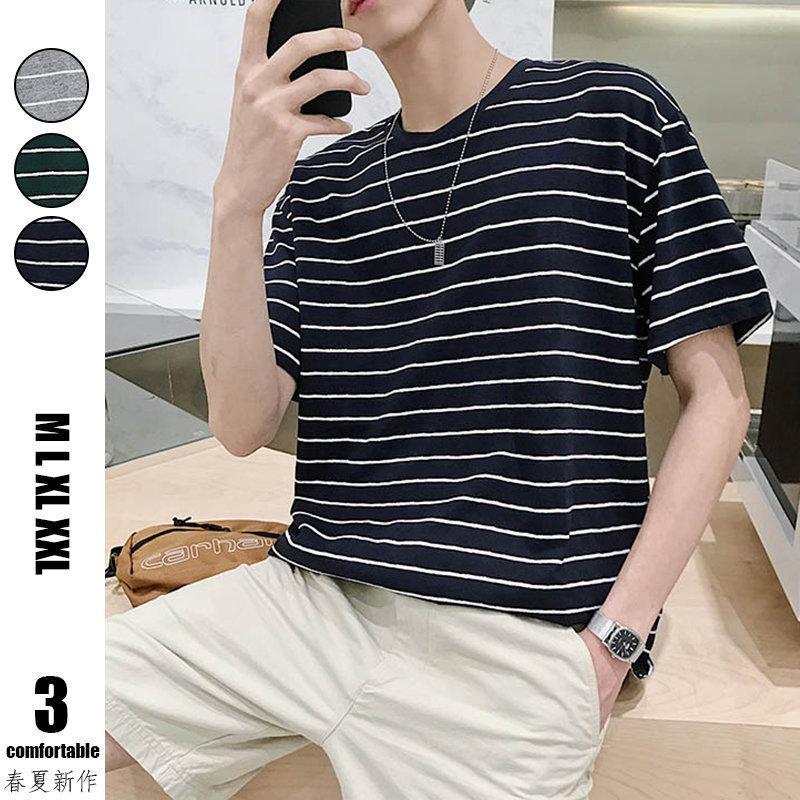 Tシャツ | カットソー メンズ 半袖 ボーダー メンズトップス 新作 夏服 サマークルーネック カジュアル 大きいサイズ 20代 40代 シンプル 30代
