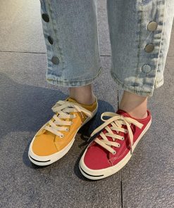 シューズ | スニーカー キャンバス 歩きやすい スリッポン かかとなし ローカット レディース スニーカー 春夏 美脚 スニーカー