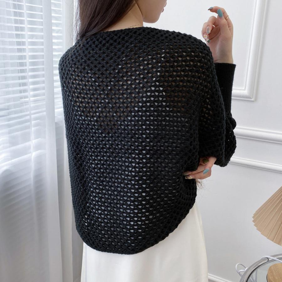 透かし編みトップス | ニットカーディガン レディース ショール