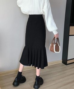 ロングスカート | マーメイドスカート秋冬 ロングスカート黒