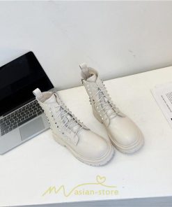 ショートブーツ | ブーツ レディース トレンド ミドル 厚底 袴ブーツ 黒 レースアップ 編み上げ オフホワイト 通勤 オフィス 疲れにくい 歩きやすい あったか 通学