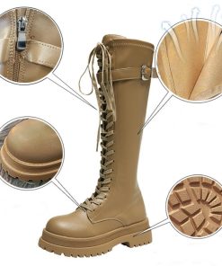 ニーハイブーツ | 厚底 ロングブーツ レースアップ 韓国風