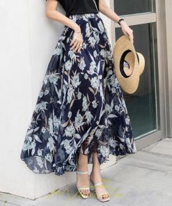 スカート | / レディース ボトムス ロンスカ ロング マキシ丈 フレアウエストゴム 花柄 涼しい ゆったり 花柄 シフォン カラバリ豊富 プリント 夏