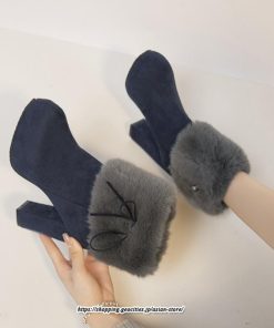 ブーツ | ショートレディース 6cmヒール ファー サイドジッパー 太めヒール 冬 保温 防寒 大きいサイズ 痛くない 冬靴 あったか オシャレ 疲れない