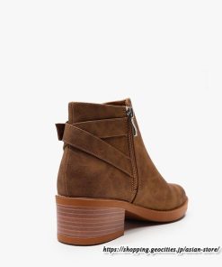 ショートブーツ | 大きいサイズ26.5cm レディース 上品 ブーツ 秋冬 春 チャンキーヒール 太ヒール シンプル ブーティー 大人 黒ブーツ サイドファスナー