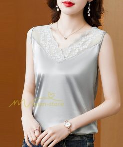 キャミソール タンクトップ | トップス タンクトップ レディース ノースリーブ Vネック Vネックタンク 20代30代40代50代 ママ 母 インナー カジュアル お出かけ カシュクール レース付き