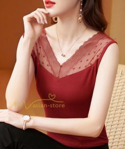 キャミソール タンクトップ | タンクトップ レディース 春夏 インナー トップス ノースリーブ Vネック Vネックタンク レース付き カシュクール 上品 お出かけ 20代30代40代50代 快適 ママ