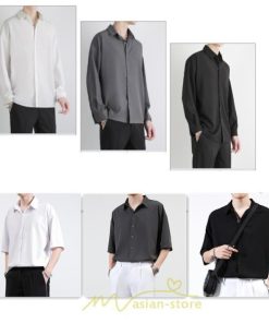 シャツ | メンズ トップス 長袖カジュアル開襟無地 白ビジネス 春 春服 秋 秋服 半袖 夏服 20代 落ち感 トレンド 30代 40代 50代