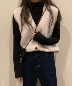 ニット・セーター | ジレ 開襟セーター ニットトップス おしゃれ Vネック 秋冬 ノースリーブ ニットベスト 袖なし 重ね着 レディース