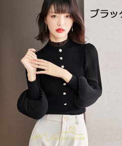 ニット・セーター | カーディガン レディース ニット 上品 カーデ ニットカーディガン 切り替え レース グシンプル 長袖 秋 冬 秋冬 カジュアル 着痩せ 通勤 楽チン レトロ風 大人