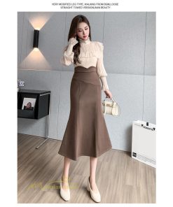 スカート | レディース フィッシュテール秋冬コーデ フレア AラインOL ビジネス カジュアル 大きいサイズ XL 20代 ラシャ 40代 上品 30代