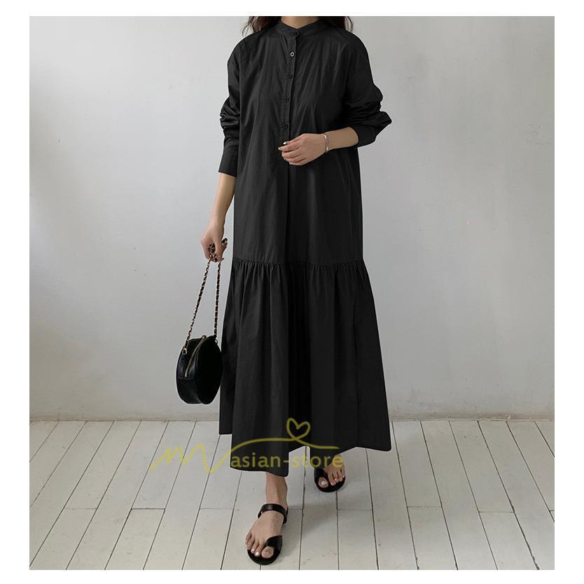 マキシ | シャツワンピース ワンピース 秋 春 レディース ロングワンピース 長袖 ロング丈 マキシ丈 体型カバー 無地 ゆったり 着痩せ 30代 40代 カジュアル 50代 夏物
