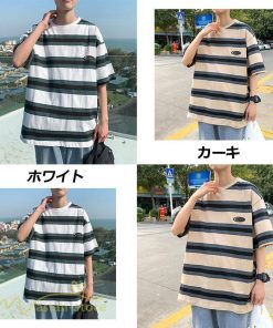 Tシャツ | Tシャツ メンズ 半袖 ゆったり ボーダー おしゃれ 半袖カットソー ファッション カジュアル体型カバー トップス メンズスタイル 夏新作