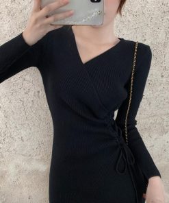 ワンピース | カシュクール リブニット秋冬