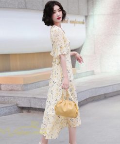 ミディアム | Aラインワンピース レディース ワンピース 着痩せ 上品 ハイウエスト サマーワンピース おしゃれ ゆったり Vネック 20代 30代 通勤 通学 お出かけ 40代 韓国風