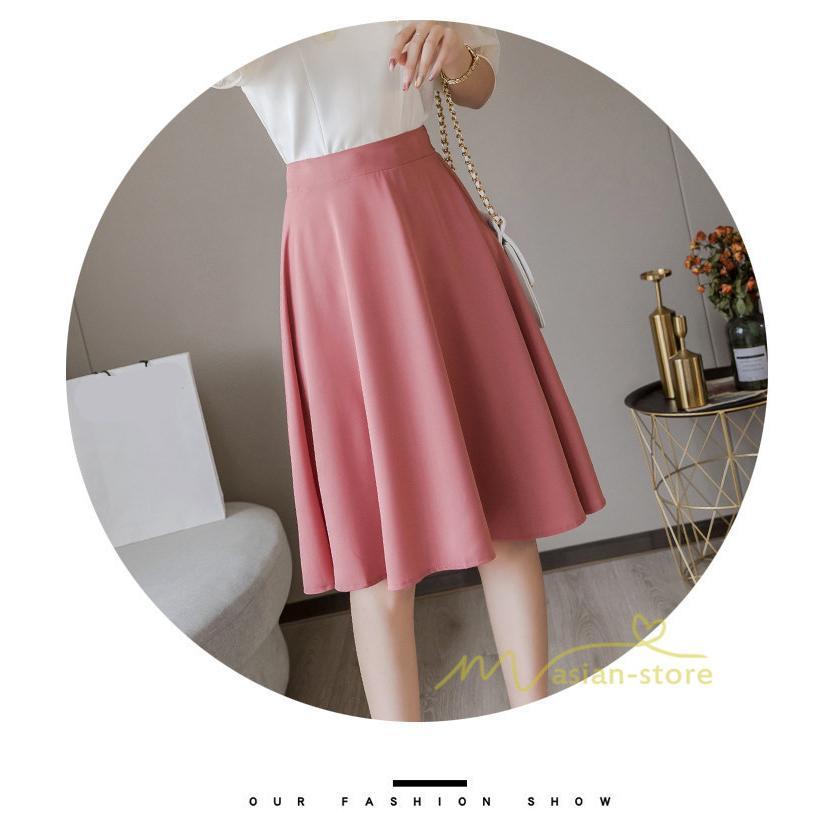 スカート | 膝丈 春秋 無地 フレアレディース ミディアム丈 ペンシルミモレ 黒 大人 20代 30代 40代 上品 OL エレガント 母 ママ