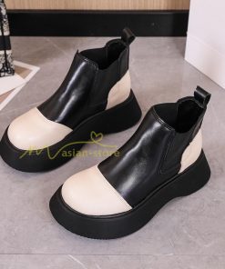 ショートブーツ | ブーティー ブーツ 厚底ブーツ レディース シューズ 靴 太ヒール チャンキーヒール 合皮ブーツ PUブーツ くつ 黒靴 春秋冬 美脚 大人 厚底靴