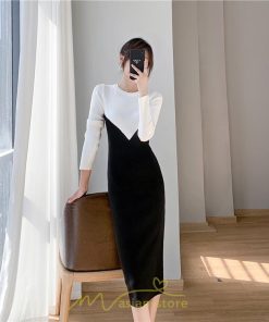ニットワンピース | ワンピース 秋 秋服 レディース ニット ロングワンピース ロング 長袖 冬 冬服 タイト 切り替え 着痩せ お出かけ 韓国風 20代30代40代50代 通勤 2022新作